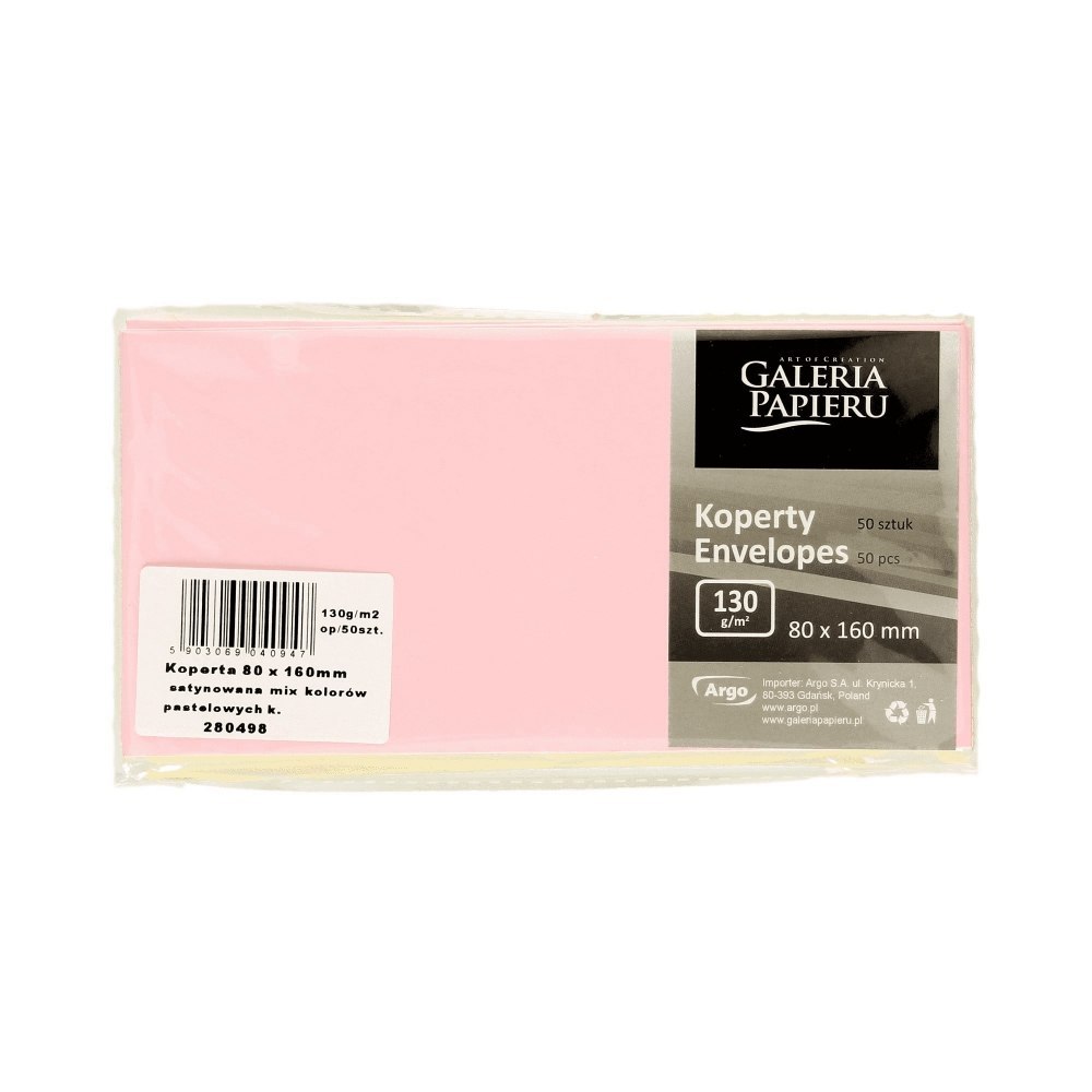 ENVELOPPE 80X160 NK MIX PASTEL PAPER GALLERY PACK50PCS 280498 ARGO ARGO